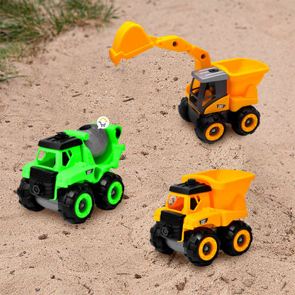 Set x3 construcción excavadora, volqueta y mezcladora